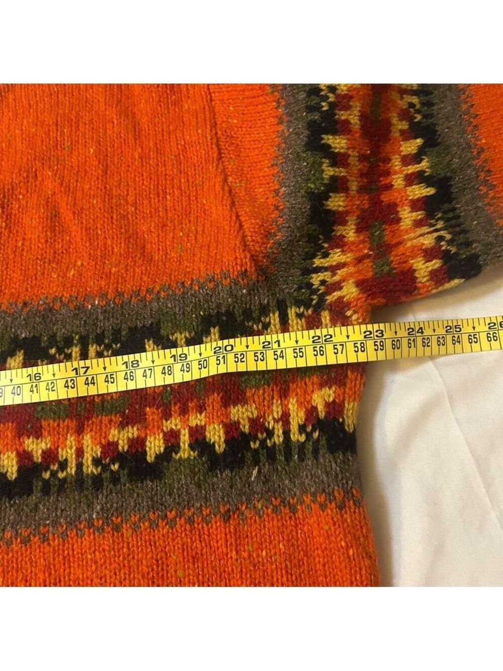 Vintage Eddie Bauer Medium Women’s Wool Blend Sweater Orange V-Neck Sweater Y2K - Picture 9 of 11